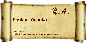 Mauker Aranka névjegykártya
